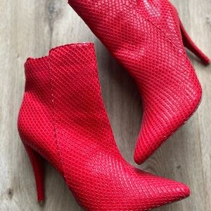Red heeled booties
